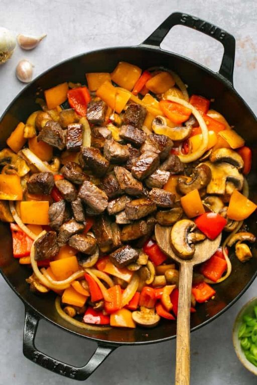 Savory Beef Tips with Onions and Peppers