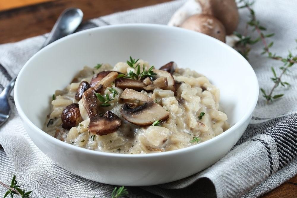 Savory Rhubarb and Mushroom Risotto