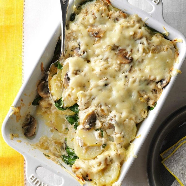 Scalloped Potatoes with Mushrooms and Swiss Cheese