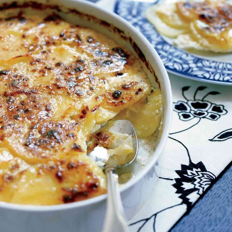 Scalloped Potatoes with Roasted Garlic and Herbs