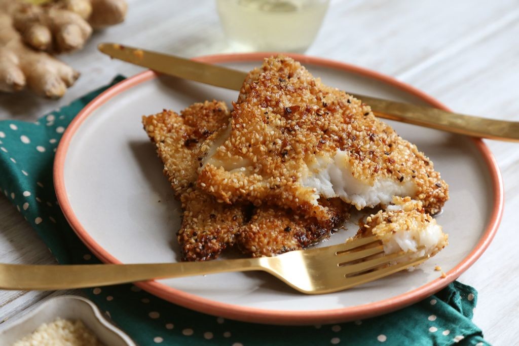Sesame and Ginger Crusted Halibut