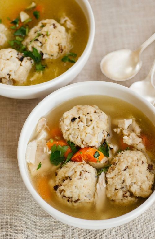 Shallot and Mushroom Matzo Ball Soup
