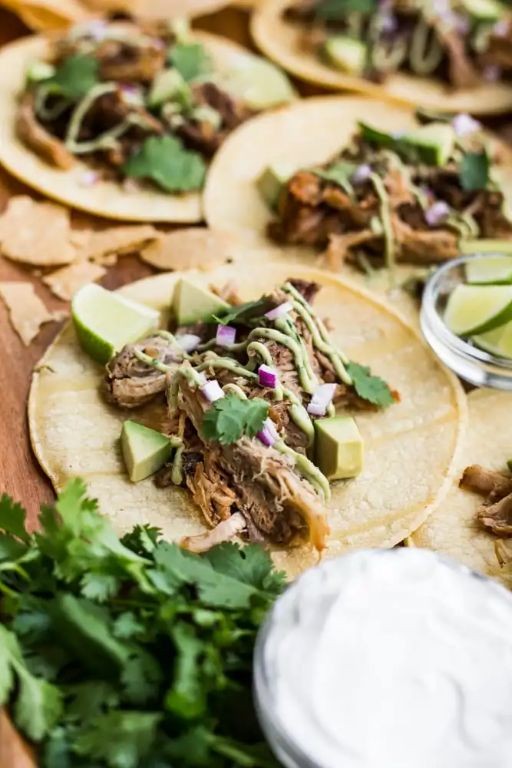 Shredded Pork Carnitas with Lime Crema