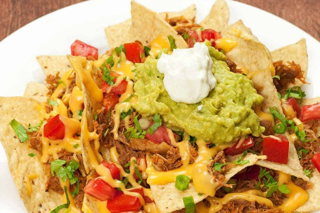 Shredded Pork Nachos with Guacamole