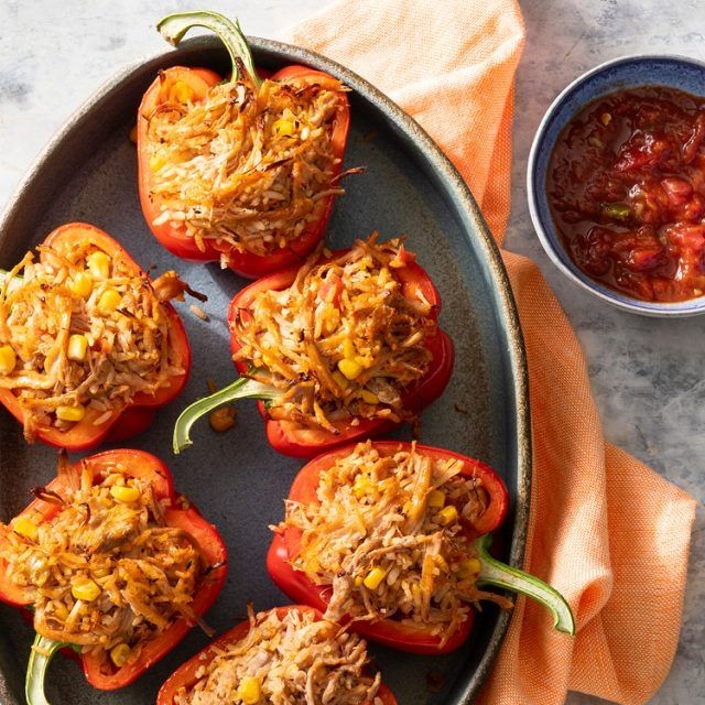 Shredded Pork Stuffed Bell Peppers
