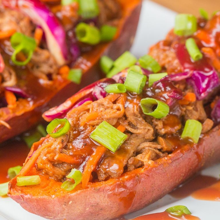 Shredded Pork Stuffed Sweet Potatoes