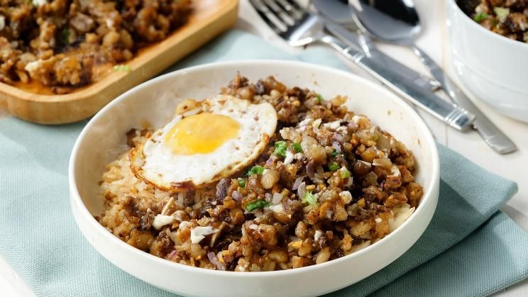 Sisig Fried Rice with Scallions and Fried Egg