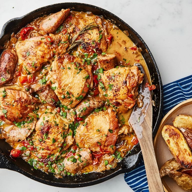 Skillet Chicken Scarpariello with Garlic and Rosemary