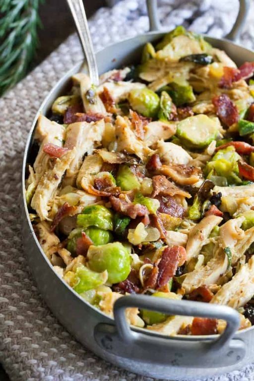 Skillet Chicken with Bacon and Brussels Sprouts