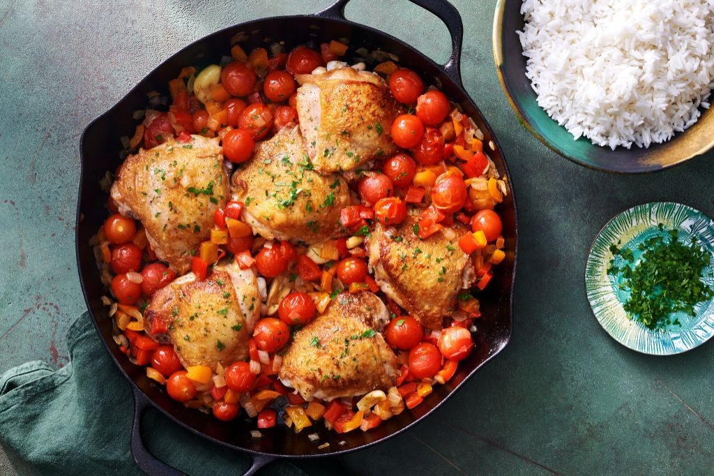 Skillet Chicken with Peppers and Onions