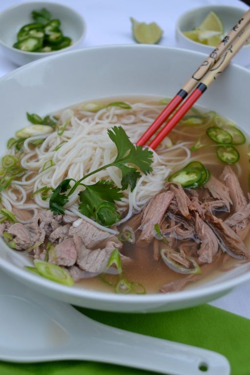 Slow Cooker Beef Pho with Rice Noodles