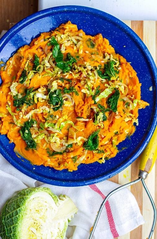 Slow Cooker Cabbage and Sweet Potato Mash
