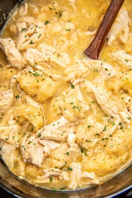 Slow Cooker Chicken and Biscuit Dressing