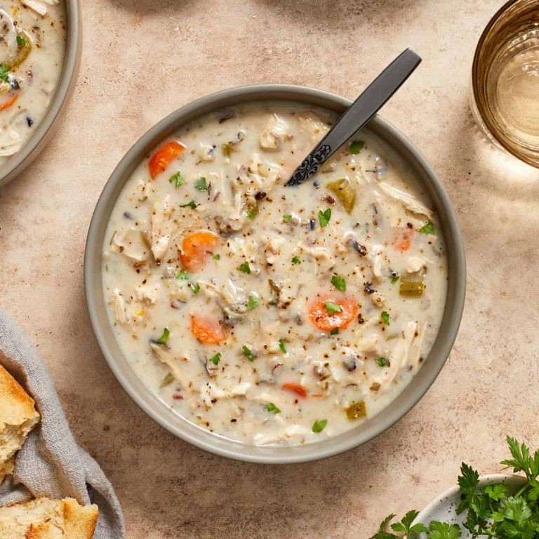 Slow Cooker Creamy Chicken and Wild Rice Soup