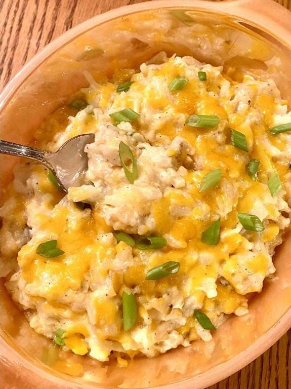 Slow Cooker Funeral Potatoes with Bacon and Green Onions