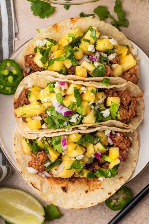 Slow Cooker Ground Pork Tacos with Pineapple Salsa