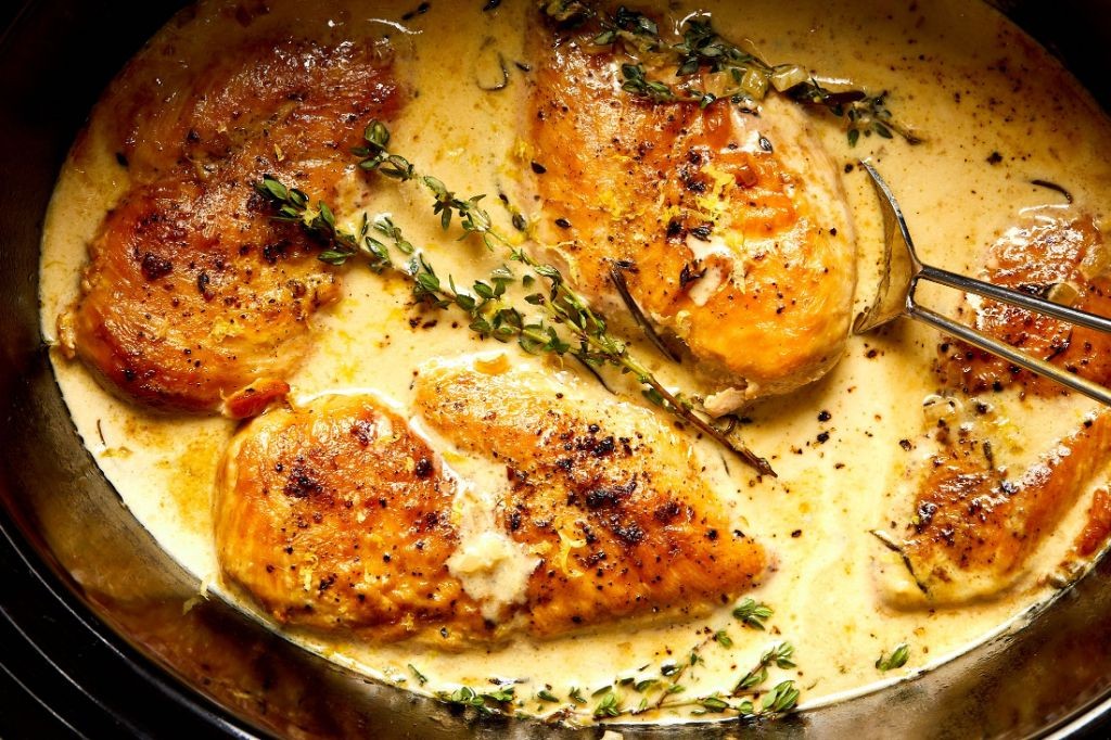 Slow Cooker Lemon Herb Chicken Breasts