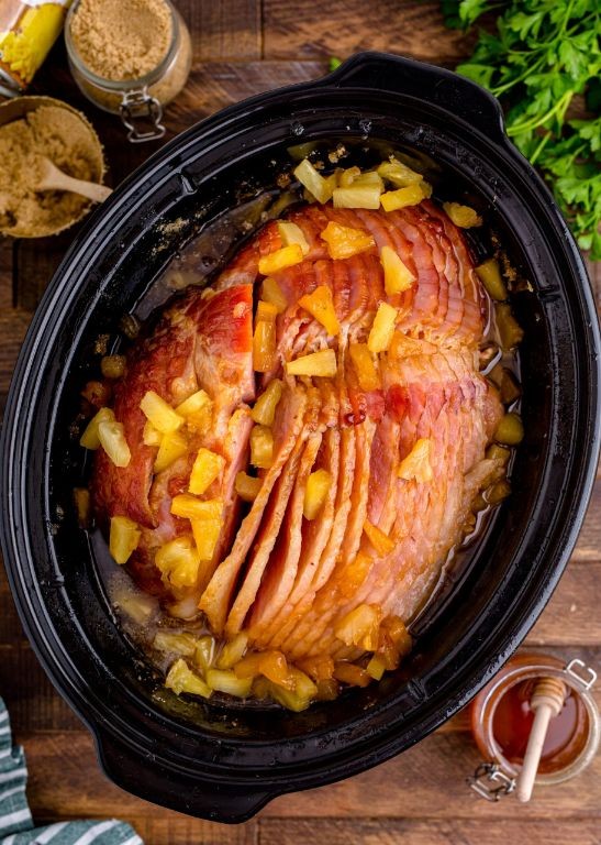 Slow Cooker Pineapple Glazed Ham