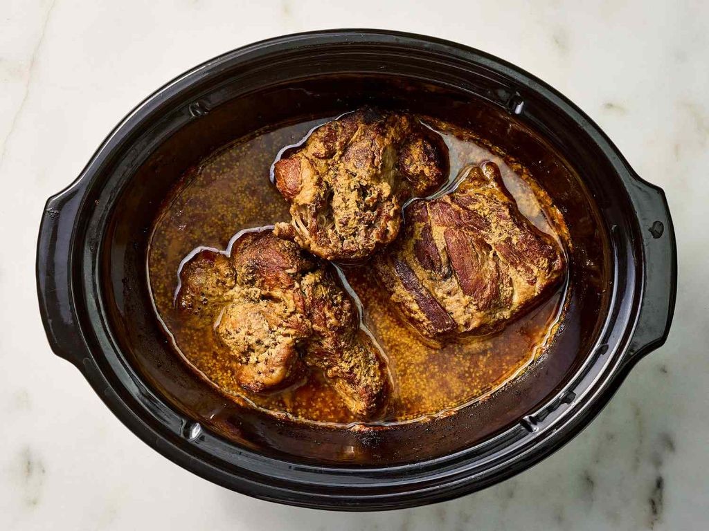 Slow Cooker Pork Shoulder with Honey Mustard Glaze