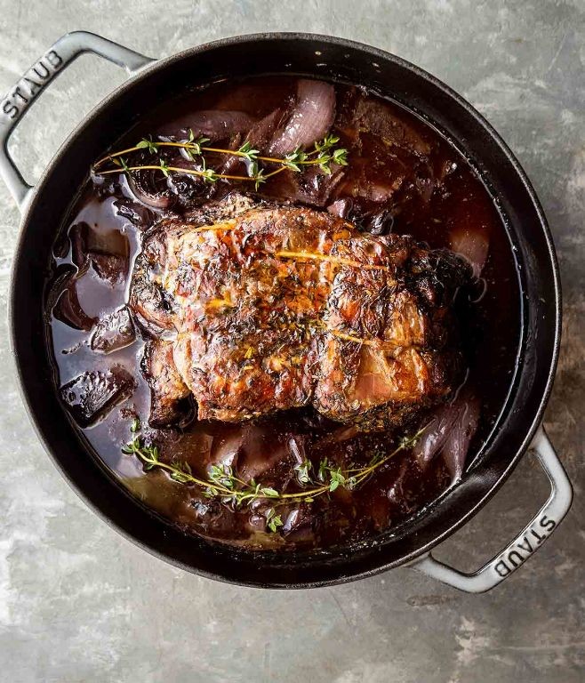 Slow Cooker Pork Shoulder with Red Wine and Thyme