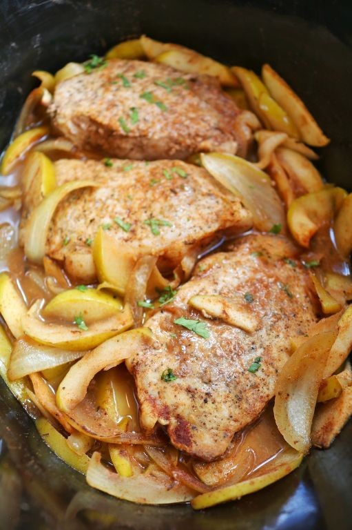 Slow Cooker Pork Steaks with Apples and Onions