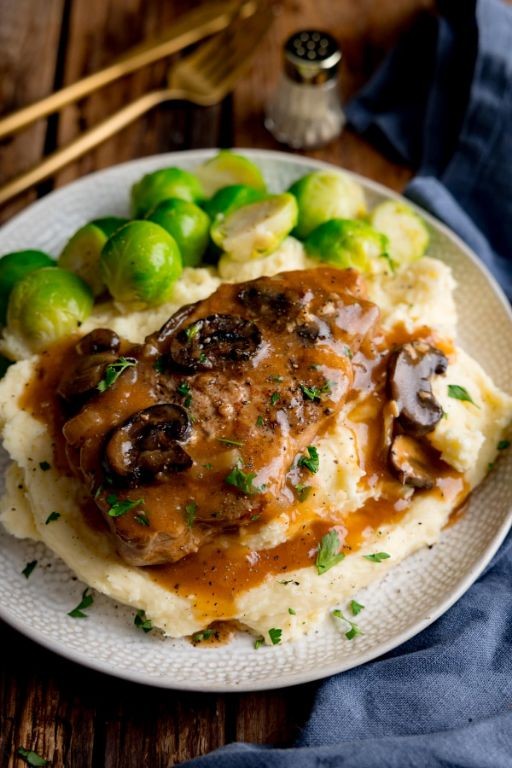 Slow Cooker Pork Steaks with Garlic Mashed Potatoes