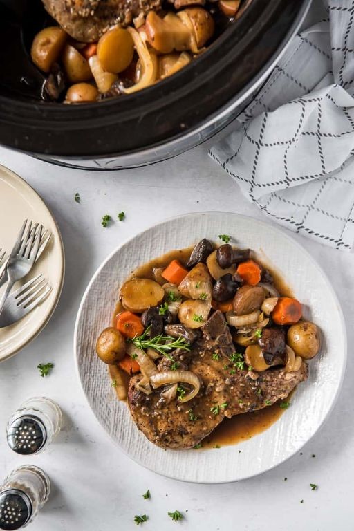 Slow Cooker Pork Steaks with Root Vegetables
