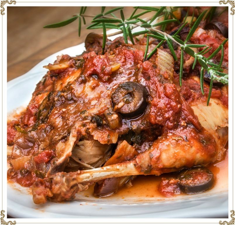 Slow Cooker Rabbit with Tomatoes and Basil