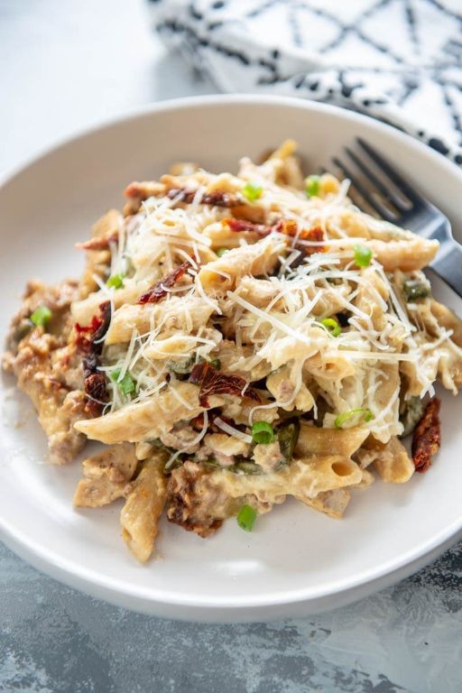 Slow Cooker Sausage and Pasta Bake