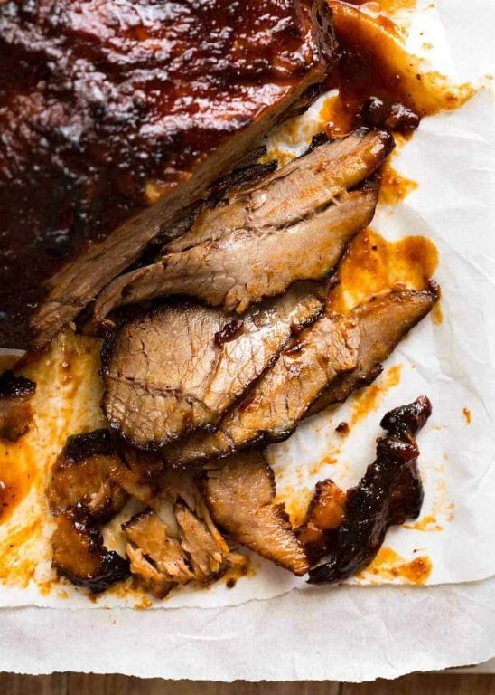 Slow-Cooked Beef Brisket with BBQ Glaze