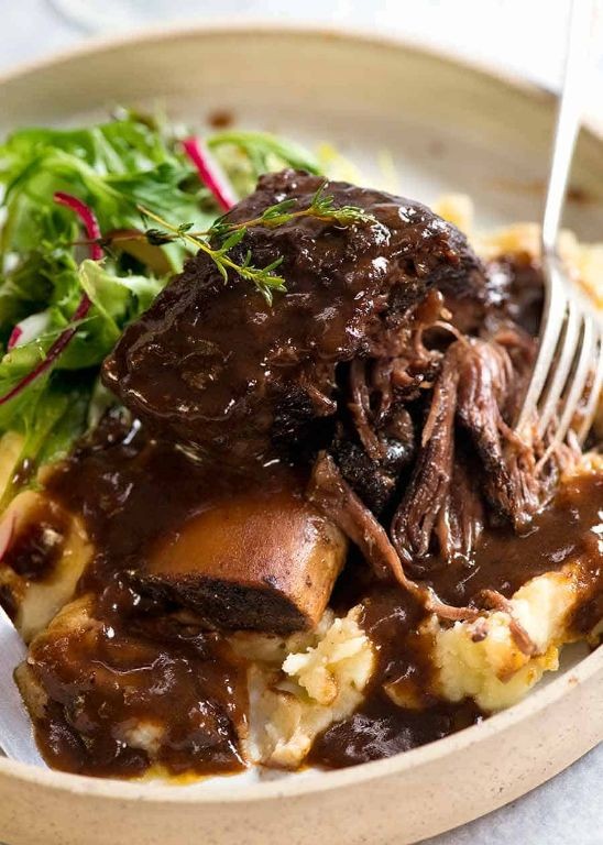 Slow-Cooked Wagyu Short Ribs in Red Wine Sauce