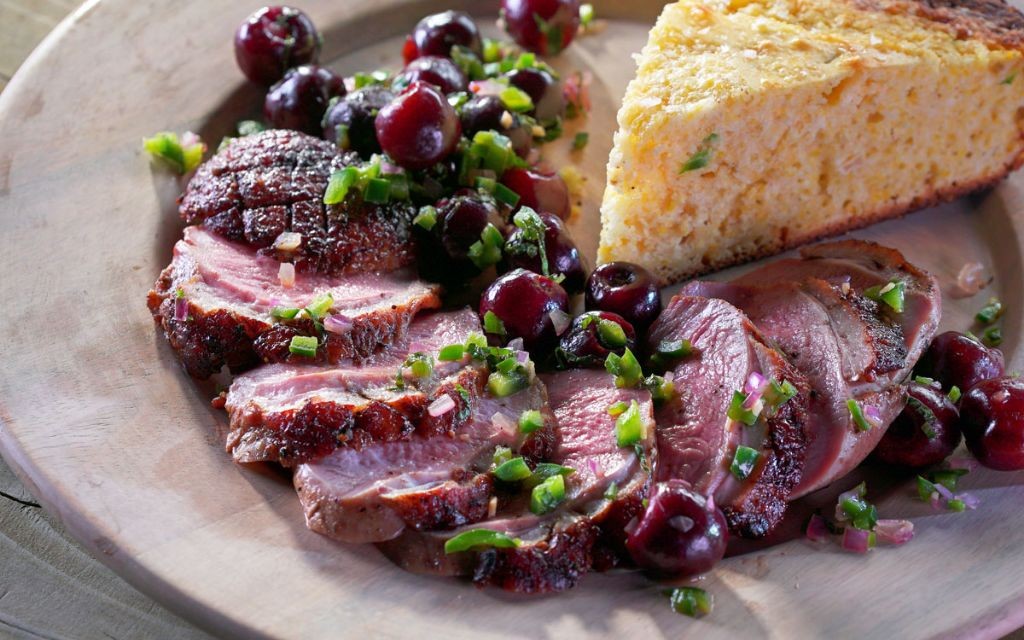 Smoked Duck Breast with Cherry Sauce