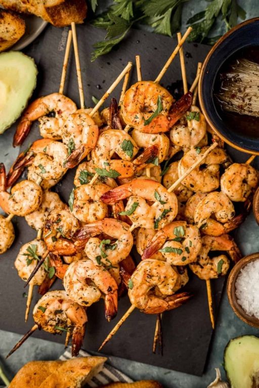 Smoked Garlic Butter Shrimp Skewers