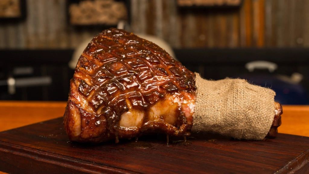 Smoked Ham Shank with Maple Mustard Sauce