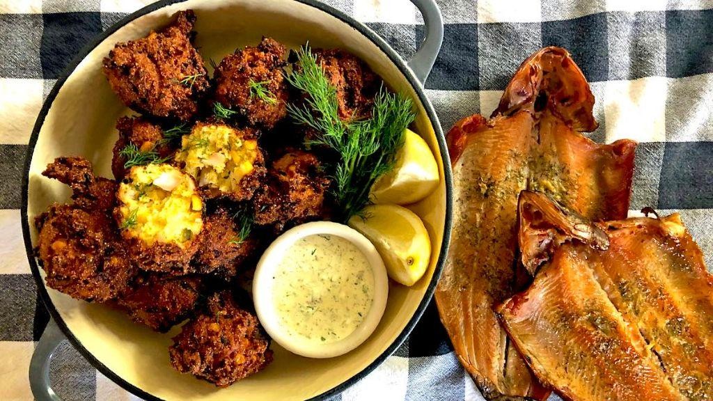 Smoked Herring and Corn Fritters