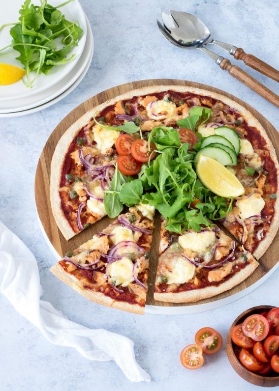 Smoked Salmon and Cream Cheese Pizza