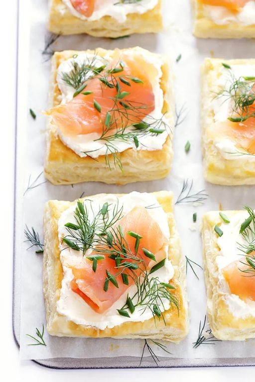 Smoked Salmon and Cream Cheese Puff Pastry Squares