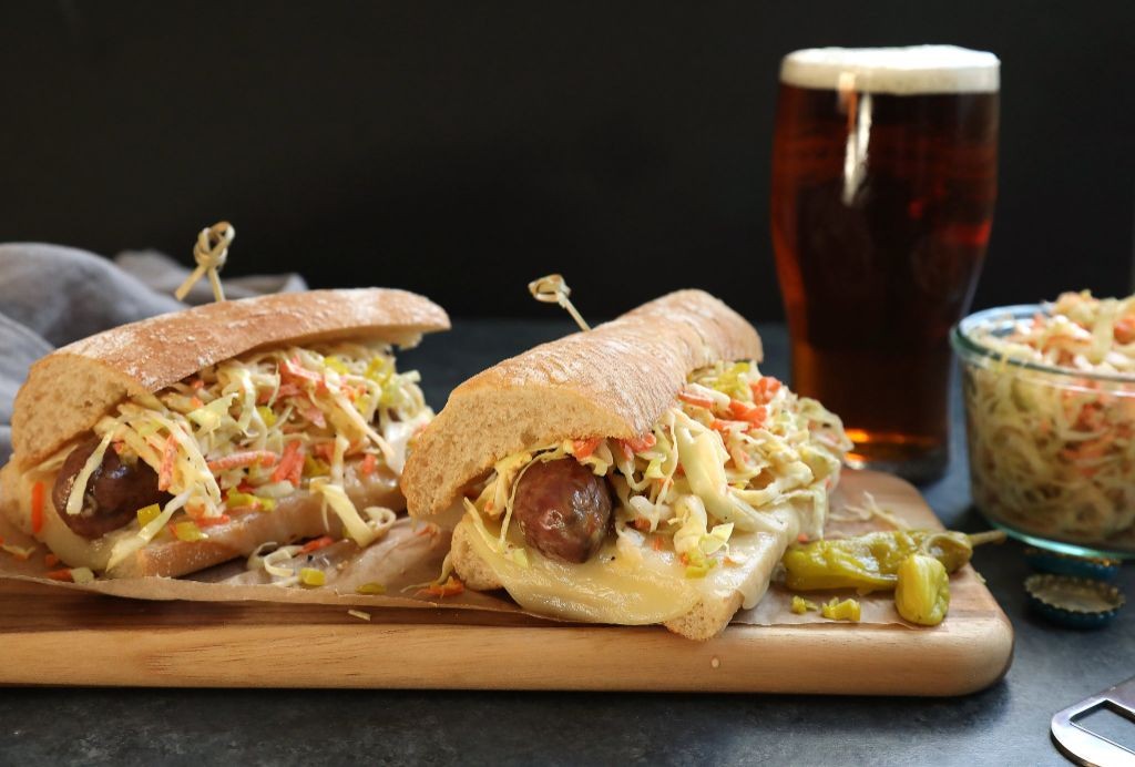Smoked Sausage Sandwich with Coleslaw