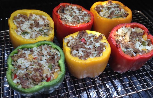 Smoked Stuffed Bell Peppers with Ground Beef