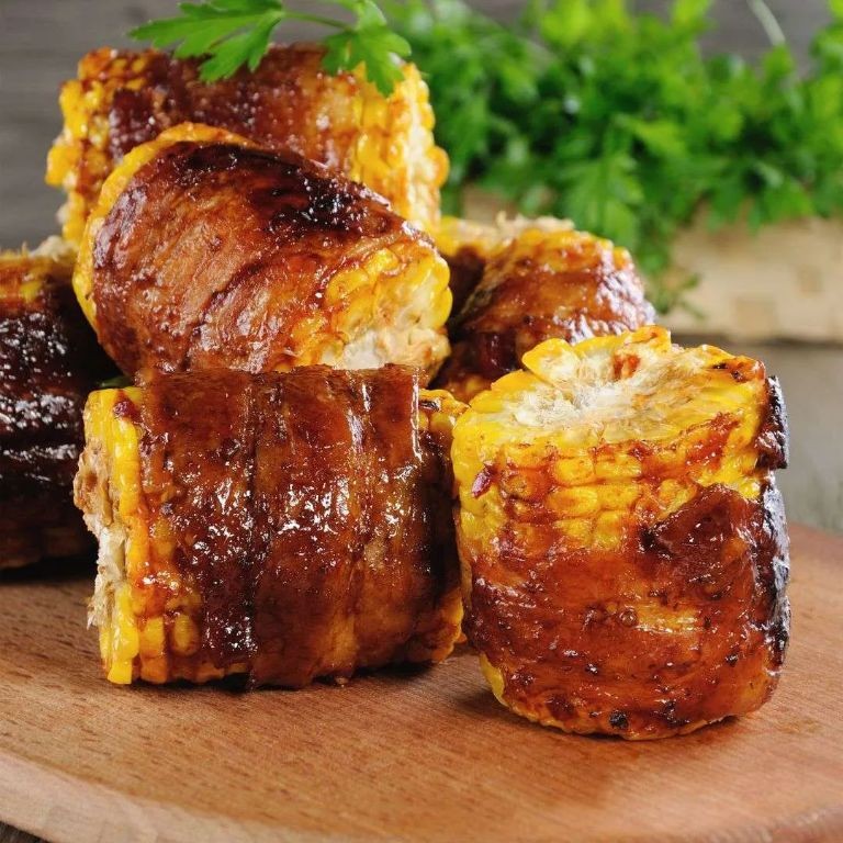 Smoky Bacon-Wrapped Corn Skewers