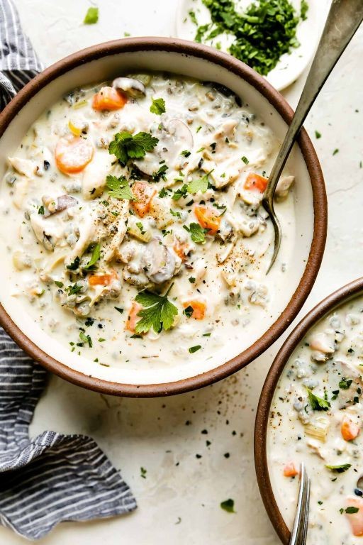 Smoky Cream of Chicken Soup with Black Rice