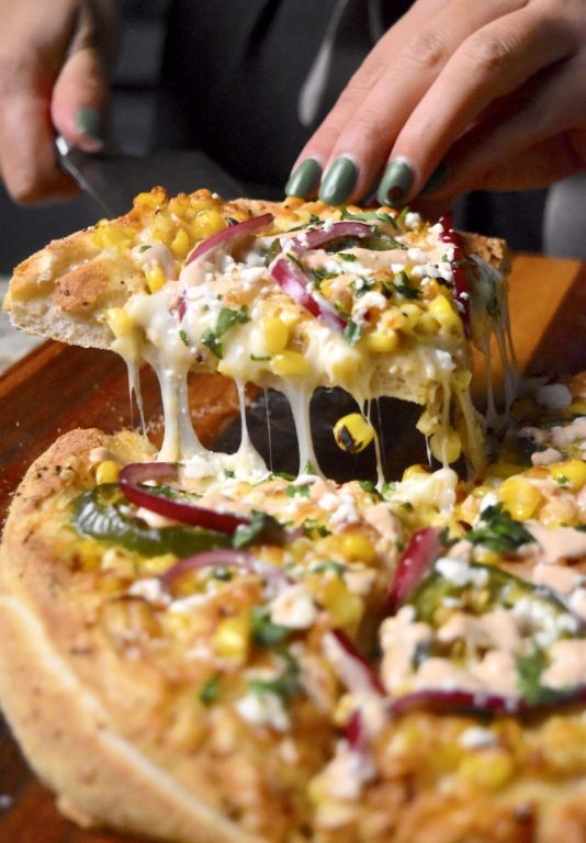 Smoky Elote Pizza with Roasted Corn and Queso Fresco