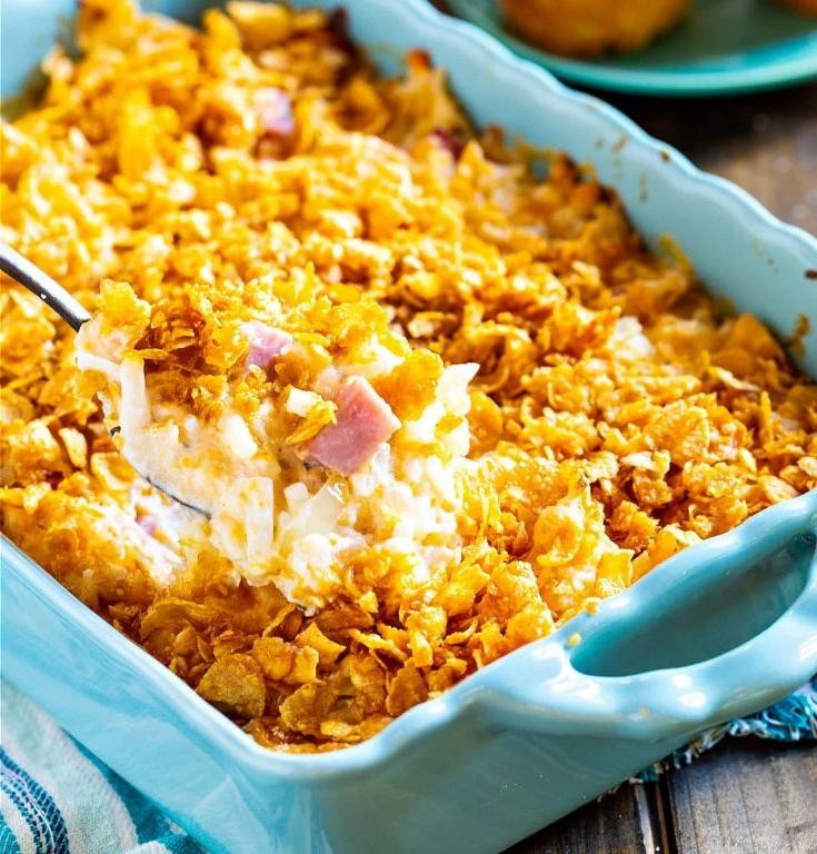 Smoky Funeral Potatoes with Ham and Gruyère Cheese