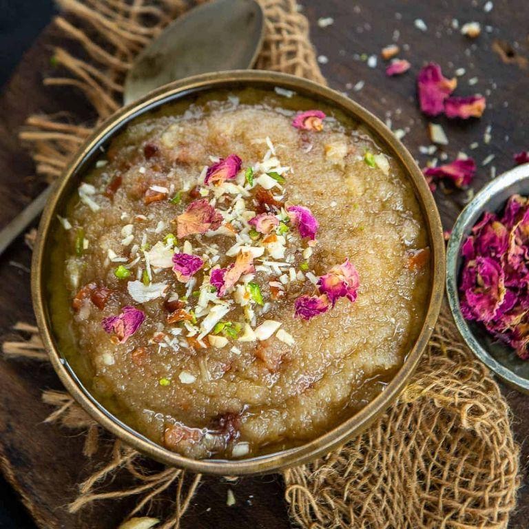 Sooji Ka Halwa with Dates and Figs