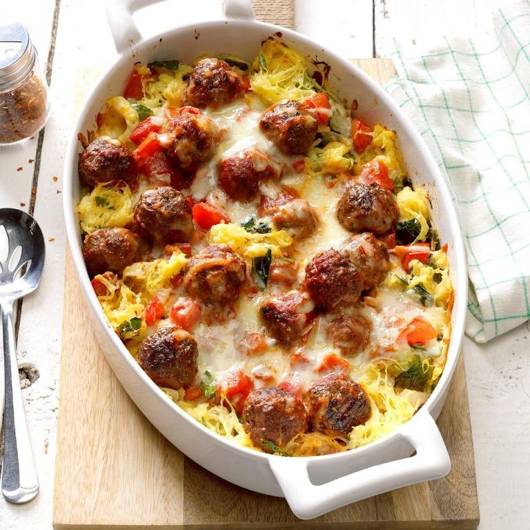 Spaghetti Squash and Turkey Meatball Casserole