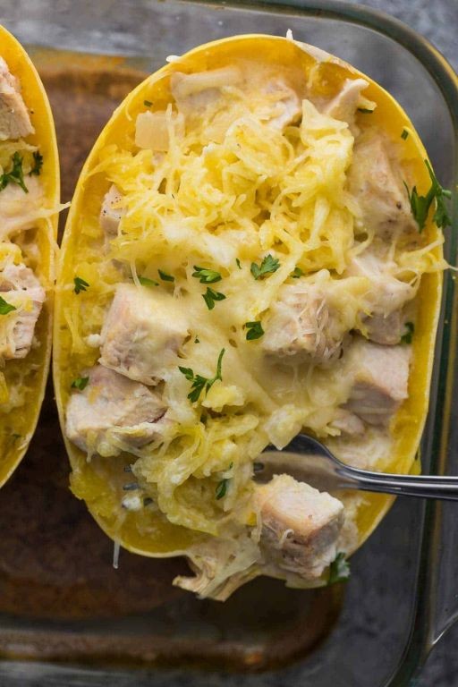 Spaghetti Squash with Lemon Herb Chicken