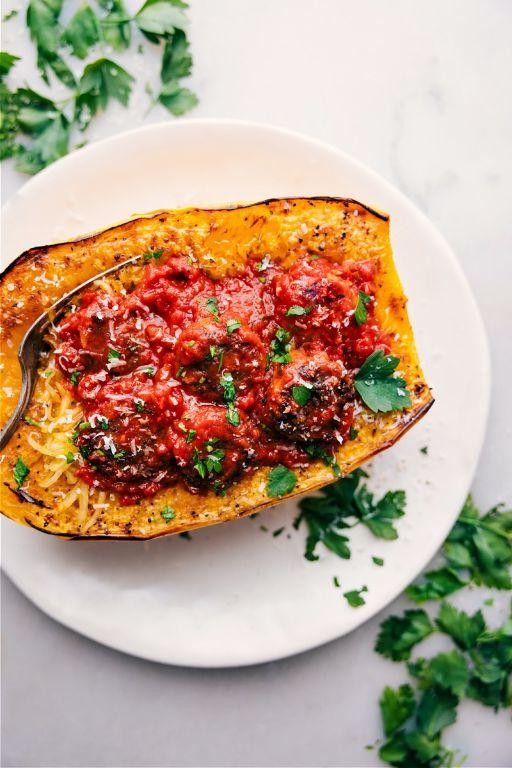 Spaghetti Squash with Turkey Meatballs and Marinara