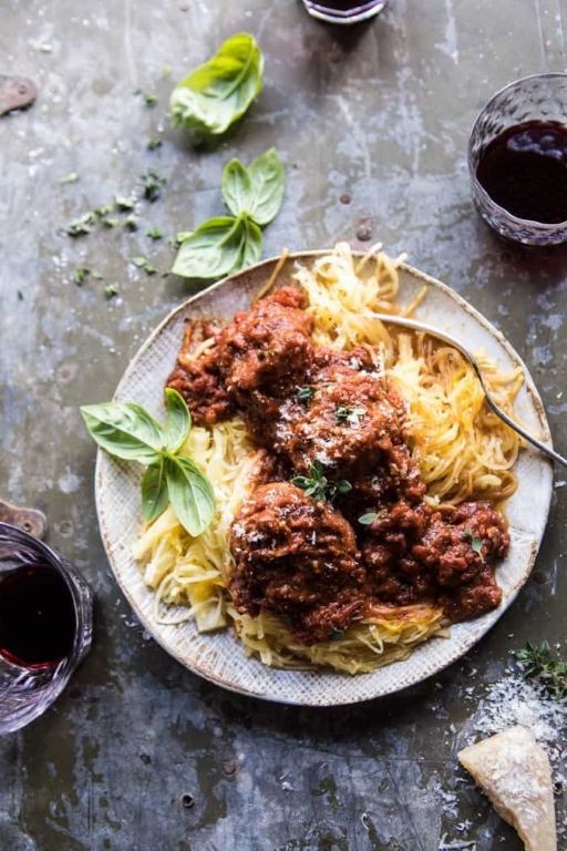 Spaghetti Squash with Turkey Meatballs