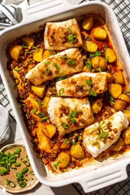 Spanish Style Baked Sea Bass