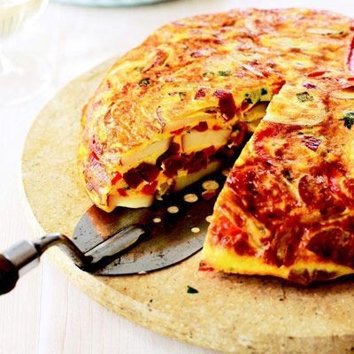 Spanish Tortilla with Chorizo and Peppers